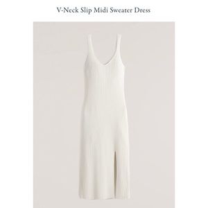 V-Neck Slip Sweater Dress